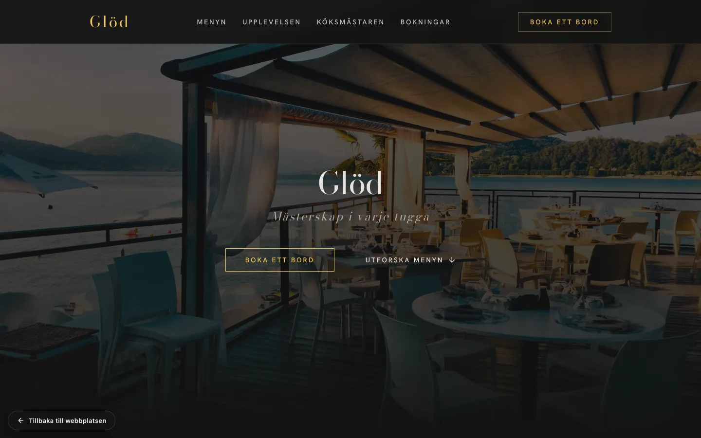 Mockup Glöd - fine dining-restaurang